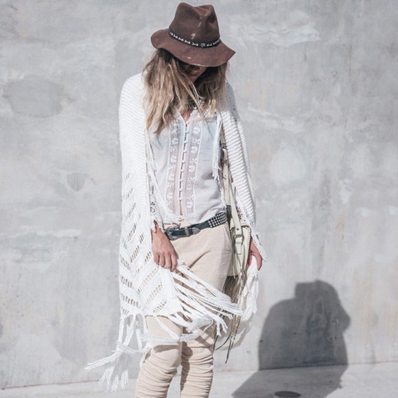 New White Lace Long Sleeve Gypsy Boho Blouse - Picture 10 of 10